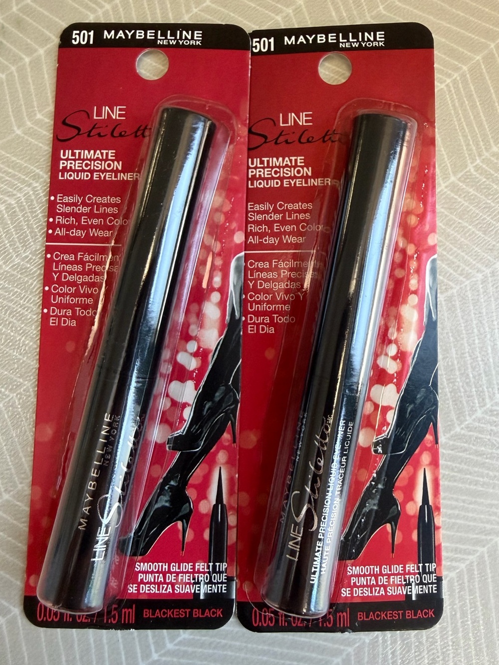 2 Maybelline Line Stiletto Ultimate Precision Liquid Eyeliner 501 Blackest Black
